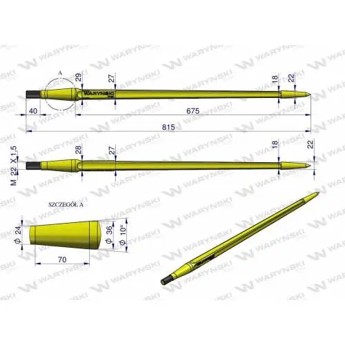 ZĄB ŁADOWACZA PROSTY 810MM M22 WARYŃSKI