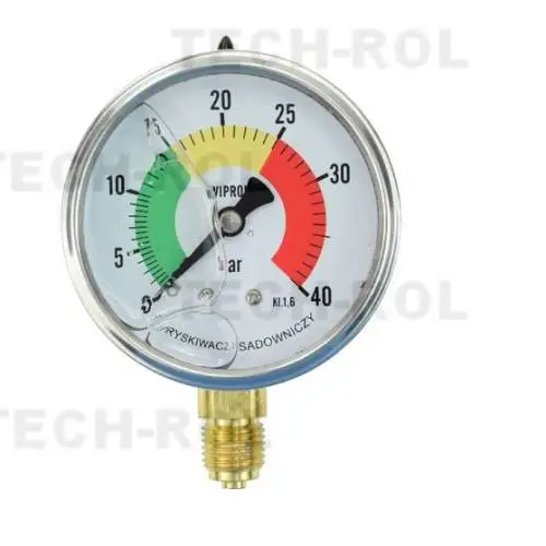 Manometr glicerynowy 0-40 bar, fi-63 mm; dolne