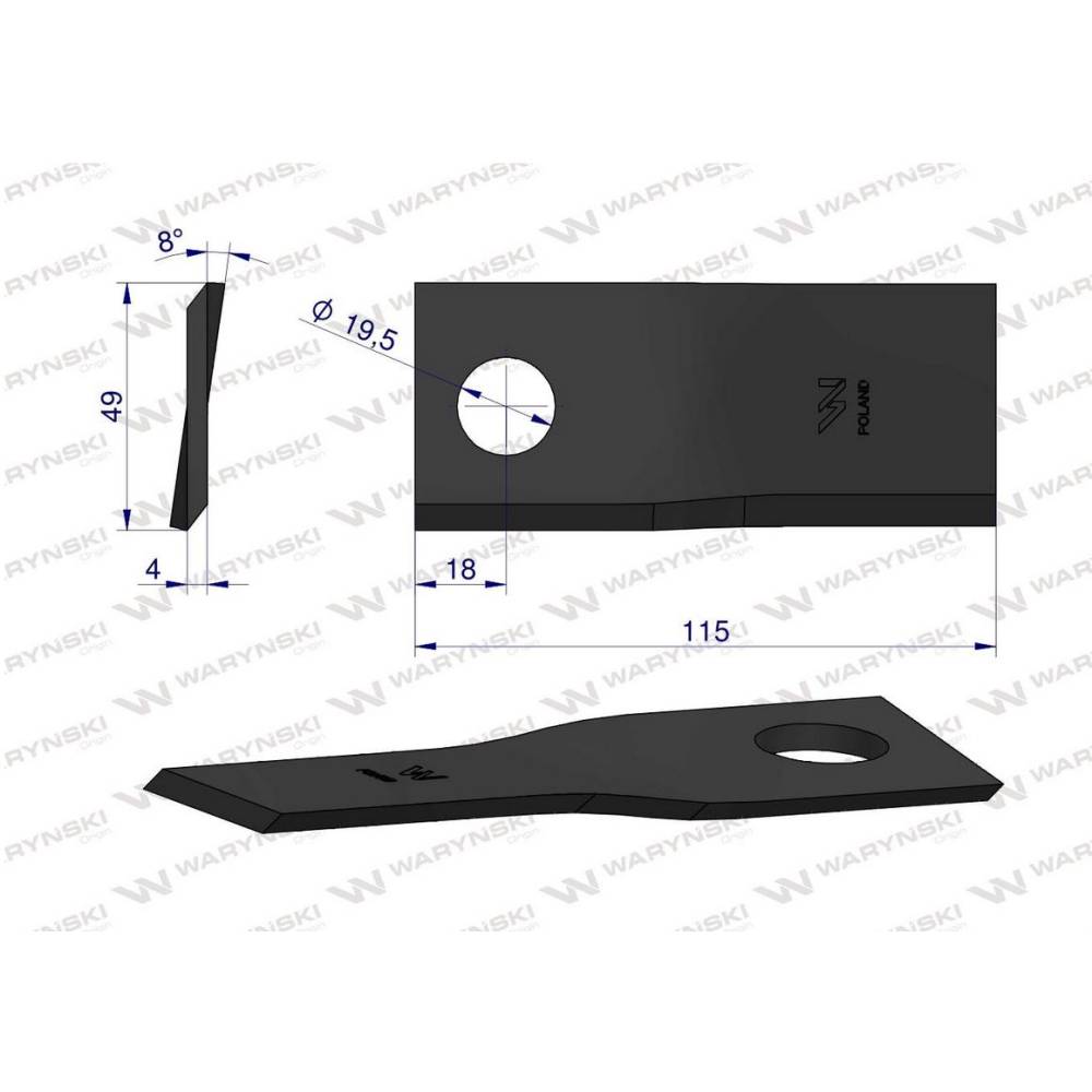 NOŻYK SAMASZ KOSIARKI DYSKOWEJ 12P+12L 115X49X4mm