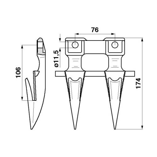 Bagnet podwójny MF STARY TYP JAG11-0003 609993M