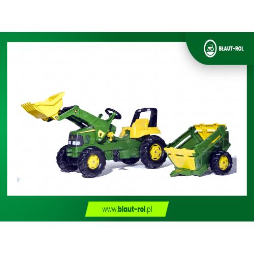 Zabawka RollyToys traktor John Deere+tur+przyczepa