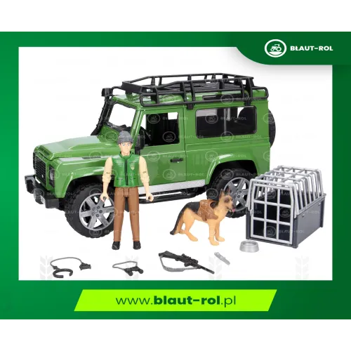BRUDER 02587 Land Rover z figurką leśniczego i psa