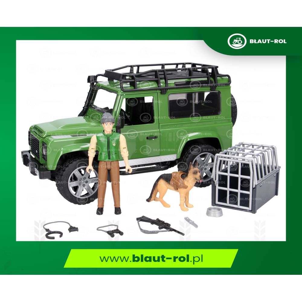 BRUDER 02587 Land Rover z figurką leśniczego i psa