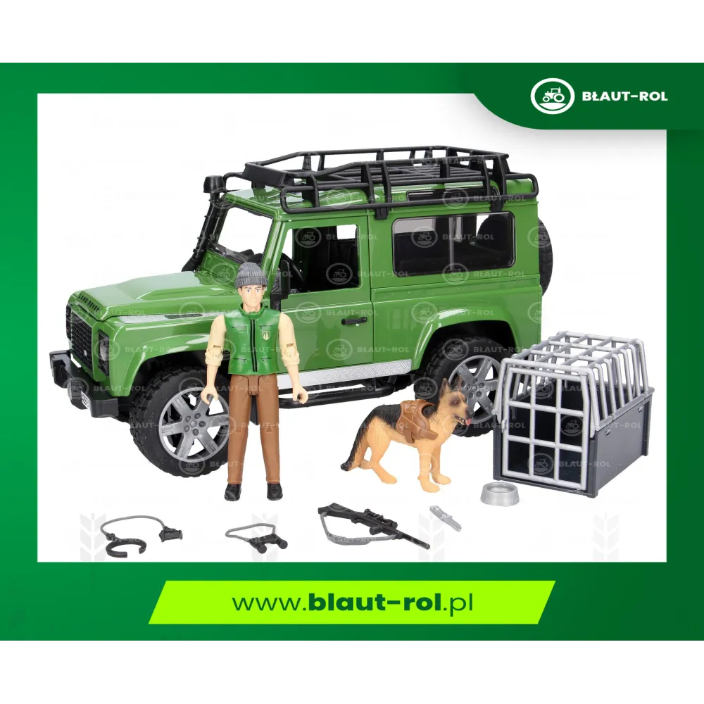 BRUDER 02587 Land Rover z figurką leśniczego i psa