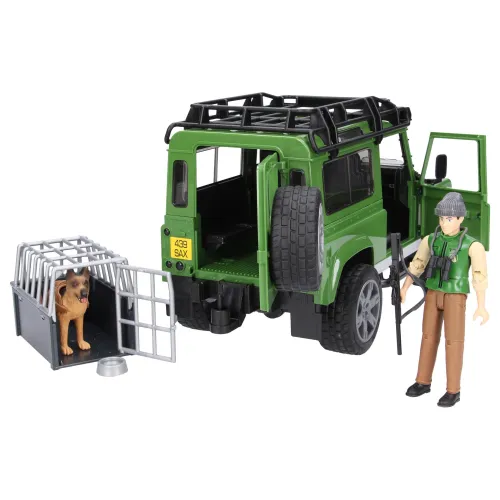 BRUDER 02587 Land Rover z figurką leśniczego i psa