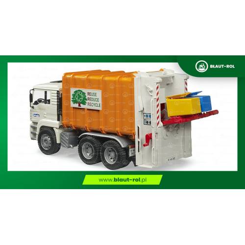 BRUDER Ciężarówka MAN TGA śmieciarka tylny załadun