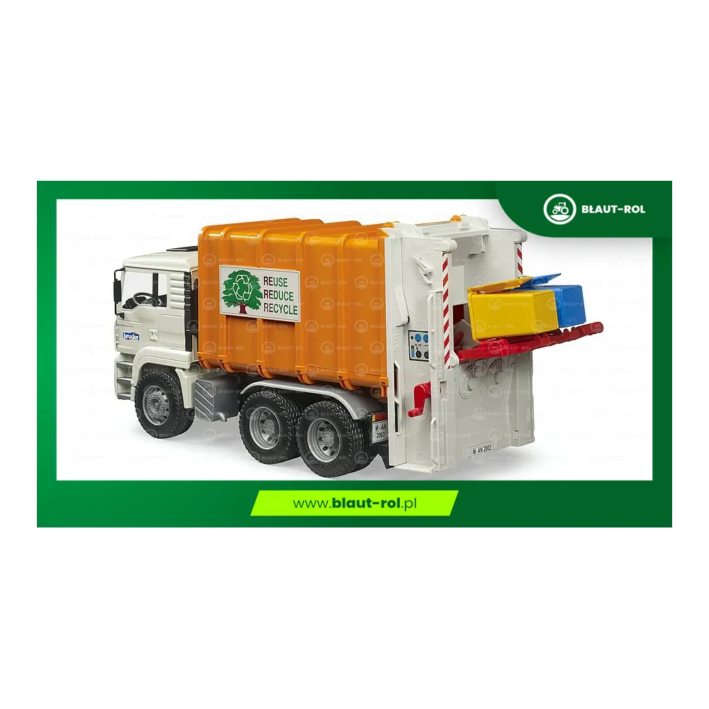 BRUDER Ciężarówka MAN TGA śmieciarka tylny załadun