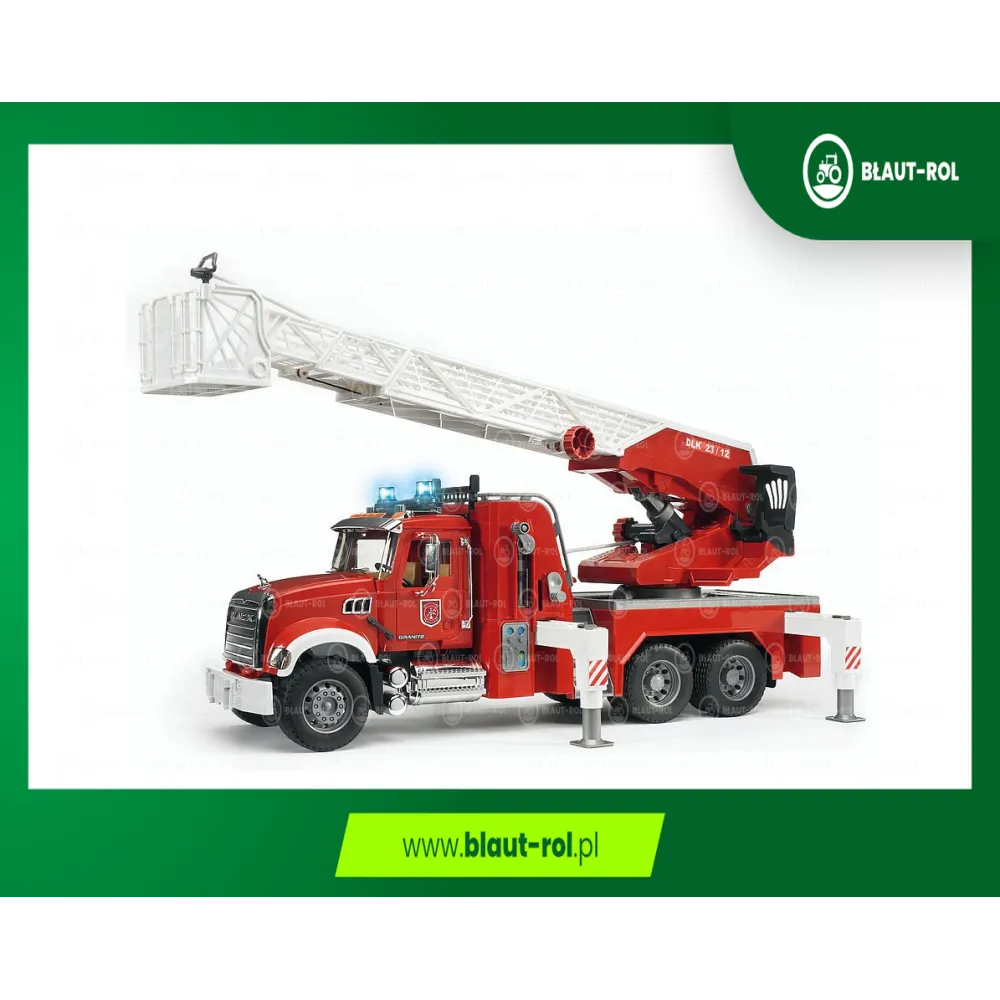 BRUDER Mack wóz strażacki z drabiną+światła+dźwięk