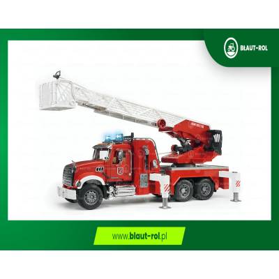 BRUDER Mack wóz strażacki z drabiną+światła+dźwięk