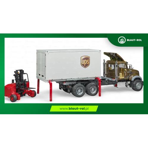 BRUDER ciężarówka MACK kurierska UPS z paleciakiem