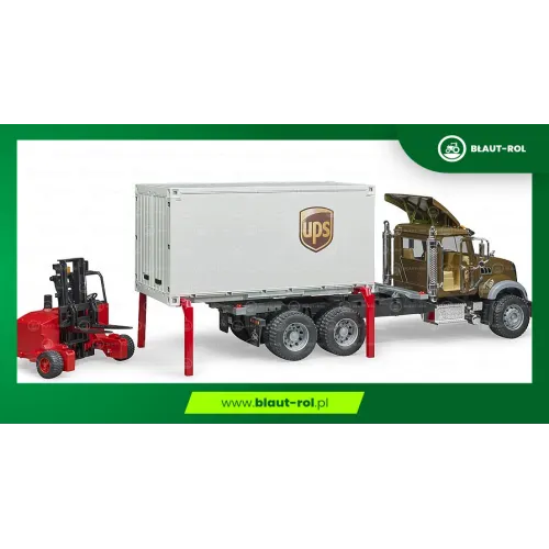 BRUDER ciężarówka MACK kurierska UPS z paleciakiem