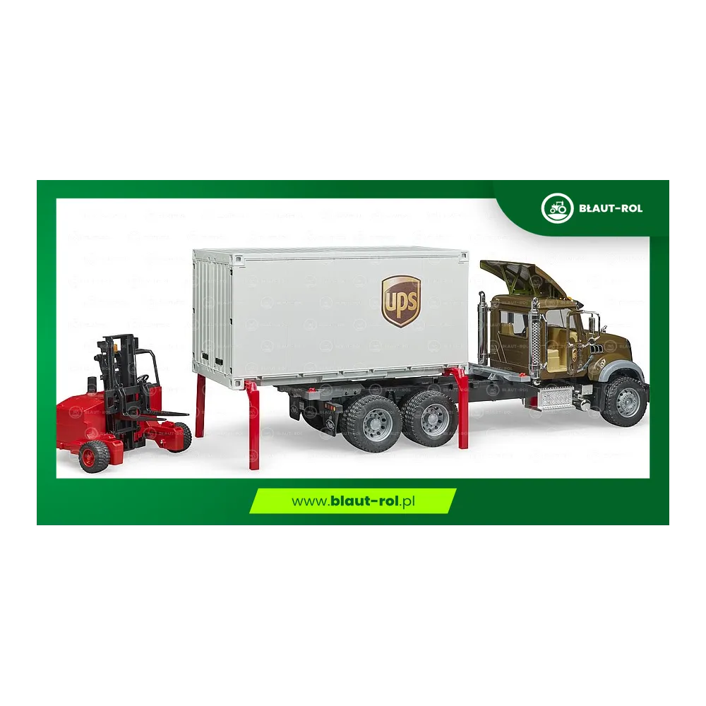 BRUDER ciężarówka MACK kurierska UPS z paleciakiem