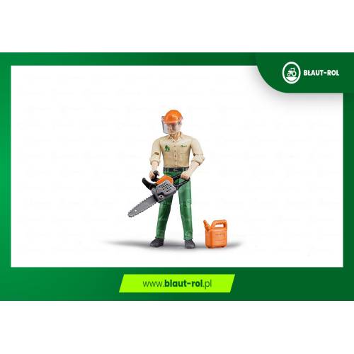 BRUDER figurka drwala z pilarką i bakiem 60030