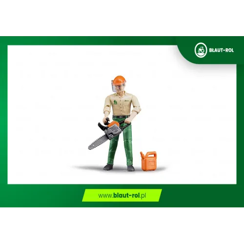 BRUDER figurka drwala z pilarką i bakiem 60030