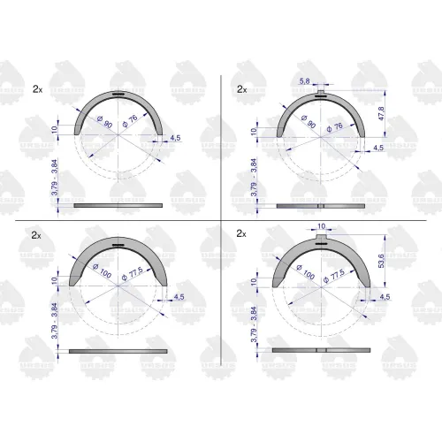 Kpl. półpierścieni N-0.90 III szlif C360 46401112 