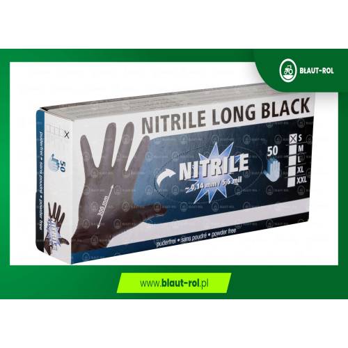 Rękawice Nitrile Long Black rozmiar XL czarne 50sz