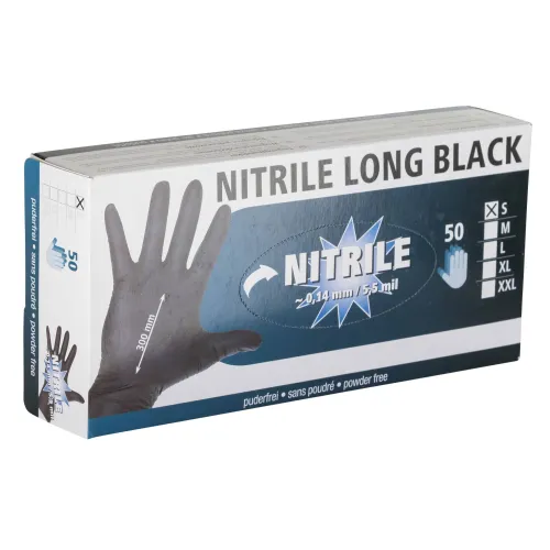 Rękawice Nitrile Long Black rozmiar XL czarne 50sz